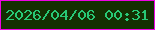 文字の大きさ：1、枠の色：ee02e4、背景の色：142f02、文字の色：28c976 無料ブログパーツのブログ時計