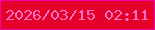 文字の大きさ：1、枠の色：ee04a1、背景の色：e5012a、文字の色：f972bf 無料ブログパーツのブログ時計