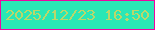 文字の大きさ：5、枠の色：ee04a2、背景の色：2ae7b5、文字の色：bbd76a 無料ブログパーツのブログ時計