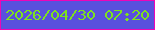 文字の大きさ：4、枠の色：ee04b7、背景の色：5950dd、文字の色：7de21e 無料ブログパーツのブログ時計