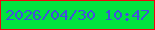 文字の大きさ：3、枠の色：ee060e、背景の色：01e33f、文字の色：424fdd 無料ブログパーツのブログ時計