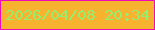 文字の大きさ：2、枠の色：ee0ab5、背景の色：f7b32f、文字の色：95ef6f 無料ブログパーツのブログ時計