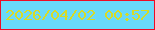 文字の大きさ：1、枠の色：ee0b24、背景の色：69d9f9、文字の色：d7db25 無料ブログパーツのブログ時計