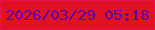 文字の大きさ：4、枠の色：ee0d51、背景の色：df1224、文字の色：5900af 無料ブログパーツのブログ時計
