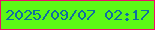 文字の大きさ：3、枠の色：ee0e69、背景の色：5cf916、文字の色：0f6ea1 無料ブログパーツのブログ時計