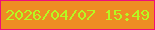 文字の大きさ：4、枠の色：ee0f7b、背景の色：ef8d23、文字の色：b6f922 無料ブログパーツのブログ時計