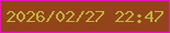 文字の大きさ：3、枠の色：ee0fc0、背景の色：94441a、文字の色：c0b43d 無料ブログパーツのブログ時計