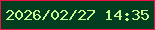 文字の大きさ：3、枠の色：ee1246、背景の色：043e21、文字の色：ccf892 無料ブログパーツのブログ時計