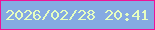 文字の大きさ：2、枠の色：ee1297、背景の色：85aae2、文字の色：e6fec0 無料ブログパーツのブログ時計