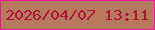 文字の大きさ：1、枠の色：ee139f、背景の色：b77a5e、文字の色：b01435 無料ブログパーツのブログ時計