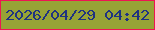 文字の大きさ：2、枠の色：ee1453、背景の色：97a336、文字の色：1f3381 無料ブログパーツのブログ時計