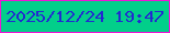 文字の大きさ：1、枠の色：ee14d5、背景の色：02cf8a、文字の色：222ad0 無料ブログパーツのブログ時計