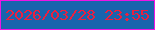 文字の大きさ：4、枠の色：ee14e5、背景の色：1964ad、文字の色：eb203f 無料ブログパーツのブログ時計