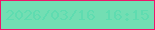 文字の大きさ：2、枠の色：ee166a、背景の色：73deb3、文字の色：5fdcb0 無料ブログパーツのブログ時計