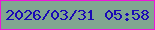文字の大きさ：5、枠の色：ee16d8、背景の色：81a691、文字の色：1909b6 無料ブログパーツのブログ時計