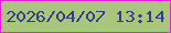 文字の大きさ：3、枠の色：ee1edf、背景の色：aac67d、文字の色：333e89 無料ブログパーツのブログ時計