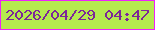 文字の大きさ：3、枠の色：ee21fb、背景の色：b5ea4e、文字の色：7c2698 無料ブログパーツのブログ時計