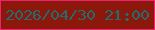 文字の大きさ：5、枠の色：ee226e、背景の色：8b180b、文字の色：236c72 無料ブログパーツのブログ時計
