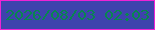 文字の大きさ：2、枠の色：ee23d5、背景の色：3e43ad、文字の色：088650 無料ブログパーツのブログ時計