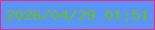 文字の大きさ：4、枠の色：ee268c、背景の色：5995f7、文字の色：72ba24 無料ブログパーツのブログ時計