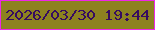 文字の大きさ：2、枠の色：ee26e8、背景の色：8d8220、文字の色：360c60 無料ブログパーツのブログ時計