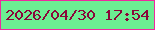 文字の大きさ：1、枠の色：ee299f、背景の色：6cee92、文字の色：8a063a 無料ブログパーツのブログ時計