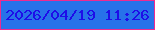 文字の大きさ：1、枠の色：ee2a90、背景の色：2772e9、文字の色：1e0de8 無料ブログパーツのブログ時計