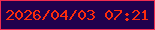 文字の大きさ：1、枠の色：ee2b50、背景の色：20004d、文字の色：fc2c0d 無料ブログパーツのブログ時計
