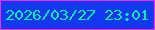 文字の大きさ：3、枠の色：ee2ff5、背景の色：1338ef、文字の色：03efad 無料ブログパーツのブログ時計