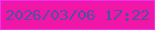 文字の大きさ：5、枠の色：ee2ff5、背景の色：f117a6、文字の色：4c51a4 無料ブログパーツのブログ時計