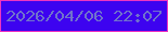 文字の大きさ：5、枠の色：ee35c0、背景の色：3d03f0、文字の色：7072cb 無料ブログパーツのブログ時計