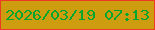 文字の大きさ：4、枠の色：ee3924、背景の色：ce9c0f、文字の色：05a62e 無料ブログパーツのブログ時計