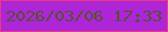 文字の大きさ：3、枠の色：ee3976、背景の色：ac25d8、文字の色：59522c 無料ブログパーツのブログ時計