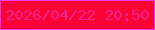 文字の大きさ：5、枠の色：ee3af1、背景の色：fa0337、文字の色：f3238b 無料ブログパーツのブログ時計
