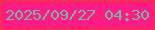 文字の大きさ：1、枠の色：ee3f1a、背景の色：fe1b84、文字の色：73b8ae 無料ブログパーツのブログ時計