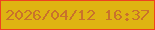 文字の大きさ：4、枠の色：ee4220、背景の色：dfb412、文字の色：c9722b 無料ブログパーツのブログ時計