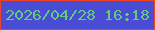 文字の大きさ：2、枠の色：ee4227、背景の色：4a4cd3、文字の色：62cb7d 無料ブログパーツのブログ時計