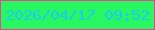 文字の大きさ：5、枠の色：ee4294、背景の色：29f761、文字の色：1accee 無料ブログパーツのブログ時計