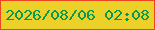 文字の大きさ：1、枠の色：ee4622、背景の色：ecd129、文字の色：069952 無料ブログパーツのブログ時計