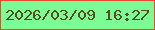 文字の大きさ：3、枠の色：ee4626、背景の色：7dfb95、文字の色：5a4a21 無料ブログパーツのブログ時計