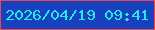 文字の大きさ：2、枠の色：ee4746、背景の色：1741be、文字の色：23eaeb 無料ブログパーツのブログ時計