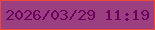 文字の大きさ：2、枠の色：ee4839、背景の色：9c3f81、文字の色：6b005d 無料ブログパーツのブログ時計