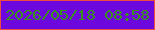 文字の大きさ：1、枠の色：ee4b43、背景の色：6c08de、文字の色：38911c 無料ブログパーツのブログ時計