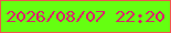 文字の大きさ：2、枠の色：ee564c、背景の色：65ff11、文字の色：db236c 無料ブログパーツのブログ時計