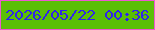 文字の大きさ：5、枠の色：ee57d2、背景の色：5bbf07、文字の色：2f24ec 無料ブログパーツのブログ時計