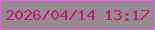 文字の大きさ：2、枠の色：ee5cf3、背景の色：968a8f、文字の色：bf2179 無料ブログパーツのブログ時計