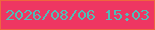 文字の大きさ：1、枠の色：ee663e、背景の色：ee3662、文字の色：50beb7 無料ブログパーツのブログ時計