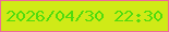 文字の大きさ：3、枠の色：ee6a9a、背景の色：d0ea17、文字の色：51dc0d 無料ブログパーツのブログ時計