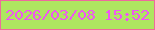 文字の大きさ：3、枠の色：ee6a9c、背景の色：aee660、文字の色：ef55f2 無料ブログパーツのブログ時計
