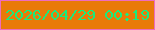文字の大きさ：4、枠の色：ee6cbf、背景の色：e97a09、文字の色：1aeb7c 無料ブログパーツのブログ時計